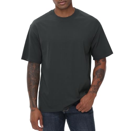 Image of KEEPSHOWING Mens Oversized Short Sleeve T-Shirts Cotton Loose Fit Tees
