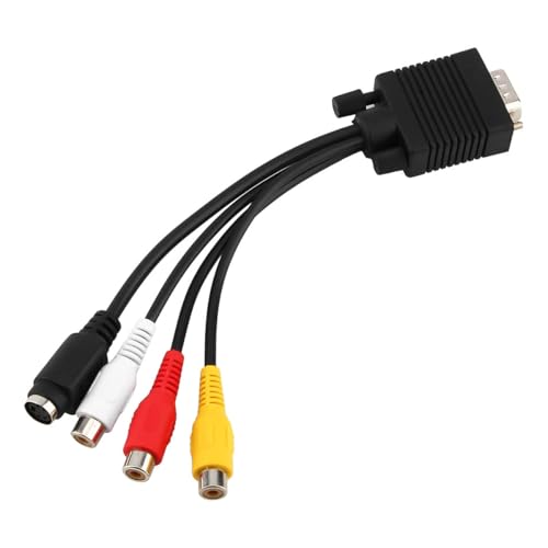 Nicear VGA SVGA auf S-Video 3 RCA AV TV Adapter Konverterkabel für PC Laptops mit Sub-D VGA auf S-Video Mini DIN 4-polige Buchse und RCA-Anschluss