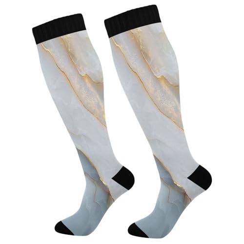 Caihoyu Compression Socks For Women And Men Graduated Support For Nurses, Athletic, Travel & Flight Socks Marble White White