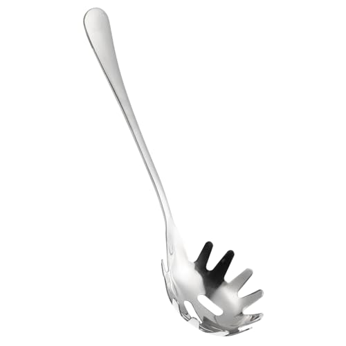 TOYZFRIENDY Colador De Fideos De Acero Inoxidable Bordes Dentados y Orificios Para Drenar, Servidor De Espaguetis Multiusos, Compatible Ollas Antiadherentes, Utensilio Práctico Para Cocina