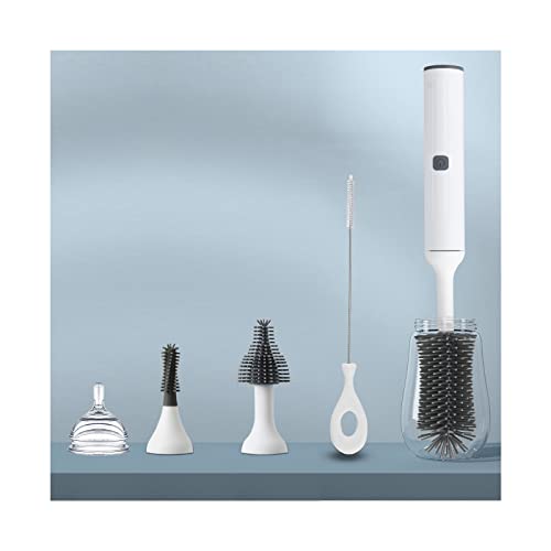 Image of soarup90000 Electric Bottle Brush Cleaner Kit with Rechargeable Baby Bottle Brush Cleaner, Pacifiers Cleaner,Gap Cleaner, Long Straw Brush, Waterproof,Baby Newborn Essentials,Gift for Mothers,White