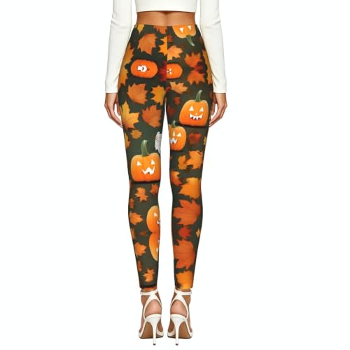Leggings de compresión suave con estampado de calabaza para mujer 3