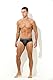 Bodywear4you Herren Leder Jock Brief Ouvert Netz Optik mit Feinster Tüll Transparent Kunstleder, Unterwäsche für Männer, Men Underwear bequemer String (as3, Alpha, x_l, Regular, Regular, Schwarz, XL)