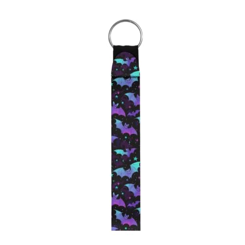Babrukda Halloween Bats Star Wristlet Keychain Lanyard Holiday Party Sport Key Chain Holder with Metal Clasp Durable Key Chain Lanyard for Car,Cell Mobile Phone Gift for Women Men