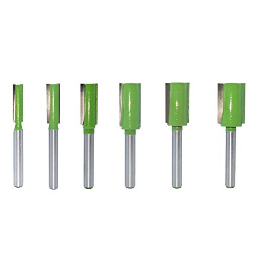 Fresa de broca recta de doble flauta, vástago único de 6mm, for madera, enrutador de carburo de tungsteno, herramienta de carpintería, 6 uds.