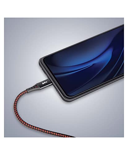 Image of iBall 100W Type-C to Type-C Braided Charging Cable, Fast Charging 20V 5A, 1.5 m, Black + Red