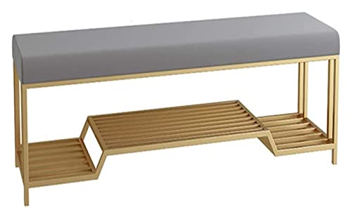 Banc de rangement pour chaussures avec coussin moelleux et cadre en fer stable