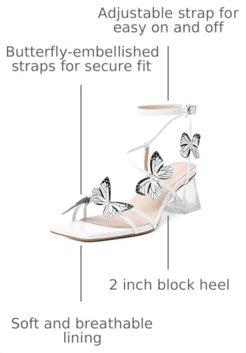 Image of Zamikoo Women's Heeled Sandals Square Open Toe Ankle Strap Block Heels Strappy Clear Heels Chunky Low Heels