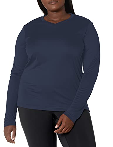 AquaGuard Women UV40+ Sun Protection Long Sleeve Performance T-Shirt, Moisture Wicking, Quick Dry, Sport Dark Navy, Medium