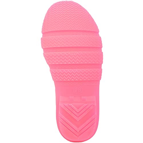 Absolute Footwear Childrens Kids Slip On Florescent Waterproof Rain Winter Welly Wellington Boots - Image 7