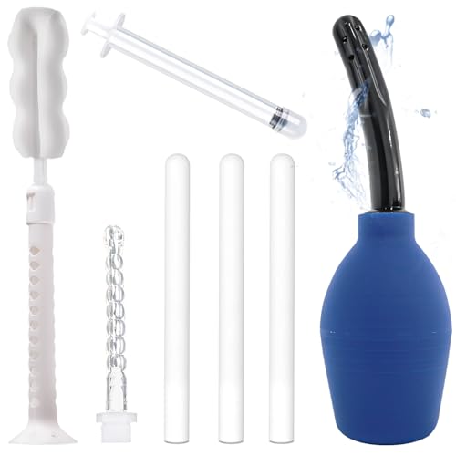Sex Toy Cleaner Care Kits for Sex Doll Cleaning Male Masturbators 7 Pcs Pocket Pussy Cleaner Reusable Drying Rod Lube Lubricant Applicator Cleaning Brush 10.8 Oz Bulb Douche Cleaning Maintenance Kit