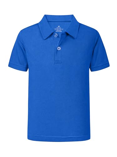 QBK 2T-16Y Boys' School Uniform Pique Polo Kids Performance Neon Short Sleeve Collared Golf Shirt for Toddler to Youth(Royal Blue 3T)