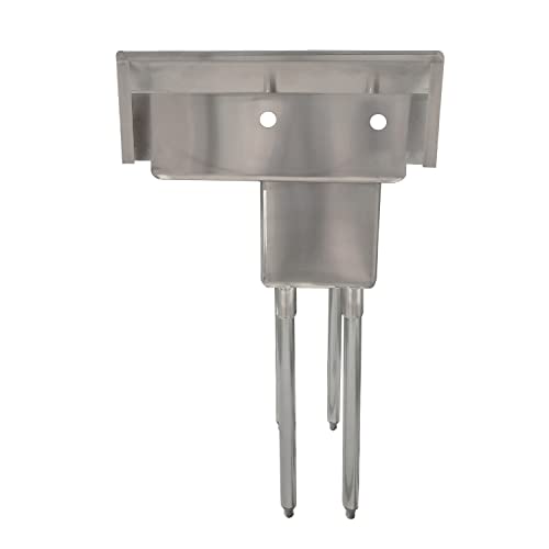 Image of AmGood Stainless Steel Prep & Utility Sink | 304 Stainless Steel | Restaurant, Kitchen, Laundry, Garage | NSF (Bowl Size: 10 inchx14 inchx10 inch + Right Drainboards)