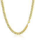 PROSTEEL 6 mm Collier Homme Chaîne Plaqué Or, Chaîne Cubaine Or 55 cm Collier pour Homme, Bijou Hip Hop