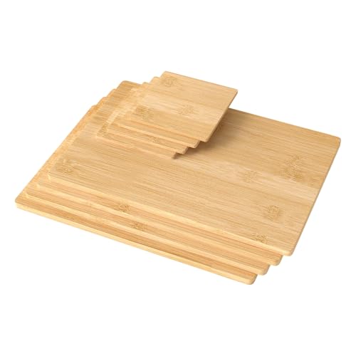 Bamboo Placemats and Coaster Sets 4, 30 x 20cm Wooden Table Mats, Heat-Resistant Dinner Mats Dinnerware Plate Placemats for Kitchen, Home, Bar, Restaurant, Anti Slip and Easy to Clean