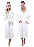 Der Damen/Herren Bademantel mit Kapuze - aus 100% reiner und hautfreundlicher Baumwolle - ist weich und angenehm zu tragen. Durch die 2 Farben erhält der Bademantel sein perfektes Design.