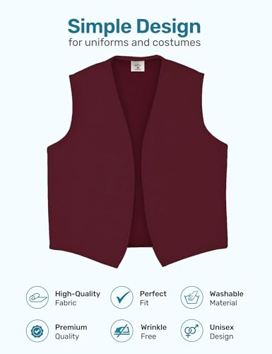 Rexzo Unisex Vest No Pocket No Buttons– Made in The USA - Maroon, Medium