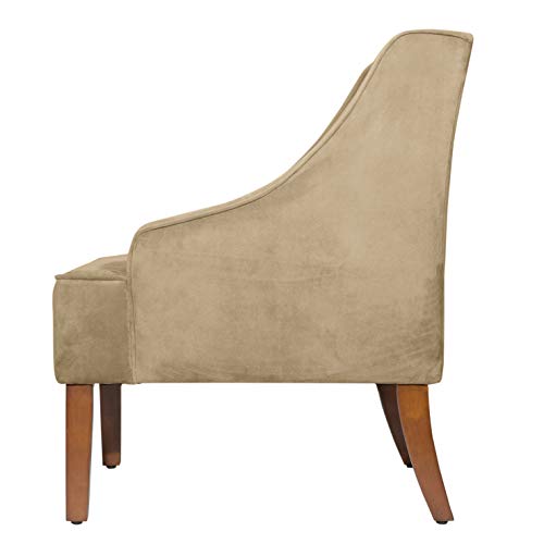 Homepop Home Decor | Upholstered Swoop Arm Accent Chair | Accent Chairs For Living Room & Bedroom | Decorative Home Furniture, Tan Velvet #TOP5