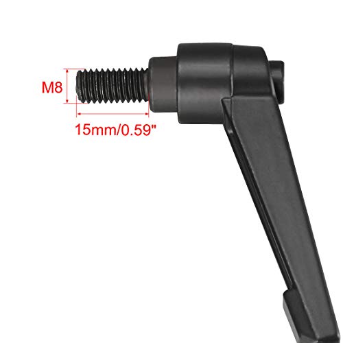 Image of uxcell M8 x 15mm Handle Adjustable Clamping Lever Thread Push Button Ratchet Male Threaded Stud Knobs Locking Rotating Screw Handles Quick Release Bolt Black 2pcs