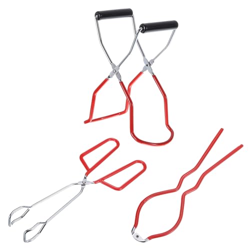 sourcing map - sourcing map 3 Pcs Canning Supplies, Electroplate Canning Rack Kits Included Canning Lifter Tongs, Jar Wrench, Cooking Scissor Tongs for Ball Jars, Mason Jars, Red