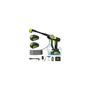 Cordless Pressure Washer 1500W, 6 in 1 Spray Nozzles Washer Gun 100 Bar 2 * 4.0 Battery 16.5Ft Hose Power Jet Washers for Washing Cars/Floor/Garden Cleaning & Watering