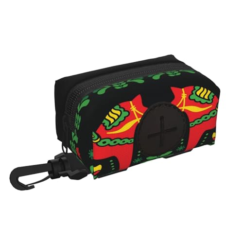 Floral Swedish Dala Horses Dog Poop Bag Storage Box with Safety Lock, Suitable for Any Dog ​​Leash, Pet Travel Poop Bag Storage Bag