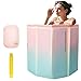 YTACREA Faltbare Mobile Badewanne für Erwachsene, Tragbare Freistehende Badewanne für Heißbad und Eisbad, Faltbadewanne Badetonne Badezuber für Dusche Spa Sauna, Balkon, Outdoor, 70 * 65CM, Grün Rosa