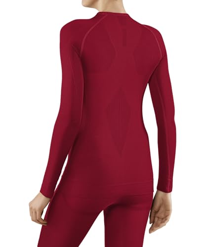 FALKE Damen Baselayer-Shirt Maximum Warm Round Neck W L/s Sh Funktionsmaterial schnelltrocknend 1 Stück, Rot Red 8644, S