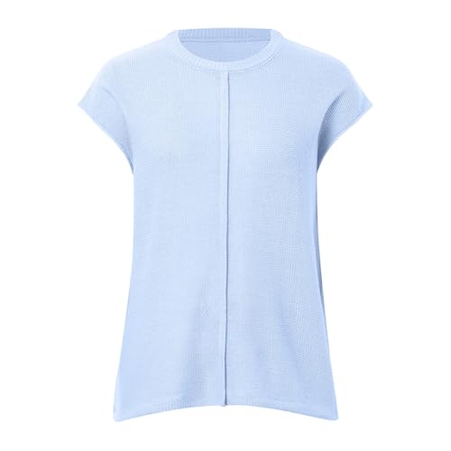Chaleco de suéter de mujer con mangas de ala y tejido texturizado azul 3