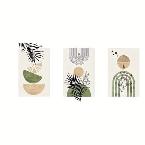 Cuadro en lienzo para pared que soluciona pasillos vacíos con arte botánico boho de 3 piezas