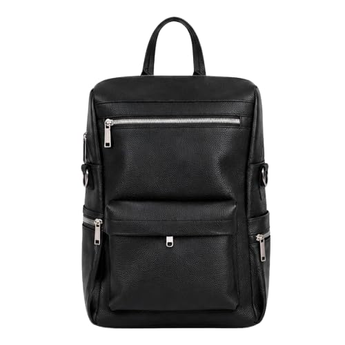 Black PU Backpack for Girls, 38 x 30 x 14 cm-image-33