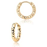 【Puente】ピアス フープピアス リングピアス メンズ レディース キラキラ きらきら ステンレス つけっぱなし 錆びない 中折れ 両耳 ゴールド 金色 8mm