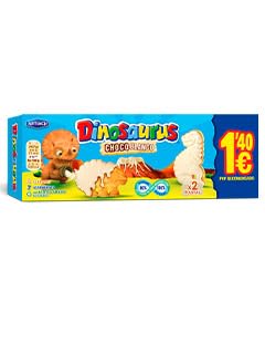 Biscuits dinosaures chocolat blanc gâteau sec croustillant céréales goûter enfant 12x88g