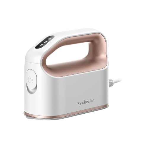 Newbealer Smart Steam Iron for Clothes, Mini Heat Press, 1200W Professional-Grade Turbocharged 3 Steam & 3 Dry Heat Modes, 45s Heat-Up, Auto-Off, Nonstick Soleplate for Home/RV/Hotel (Gold) by Newbealer - Used condition - US$44.87