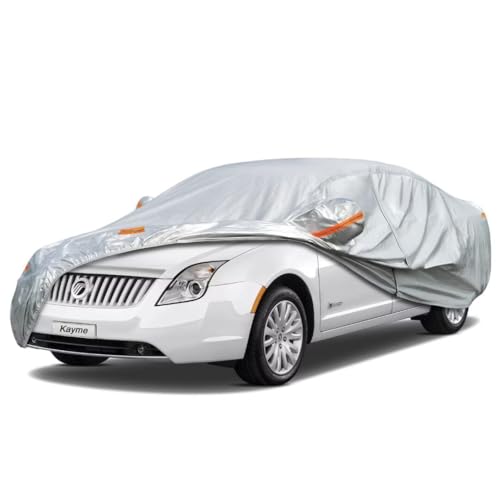 Kayme Sedan Car Cover Fit for Mercury Milan (2006-2011) Automobiles All Weather Waterproof, Outdoor Cover Sun Rain Protection, with Lock and Zipper Do