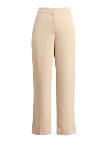 Image of VERO Moda Women's Relaxed 'Desk-to-Dinner' Straight Fit High Rise Stretch Formal Trousers | Formal Pants for Women