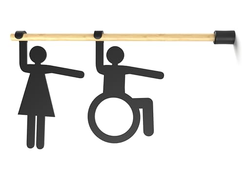 Hängende Toilettensymbole – Set aus 3 Wand-Toilettenschildern zum Aufhängen – WC-Symbole für Herren, Damen und Barrierefreie Toiletten – Badezimmer Deko-Schilder