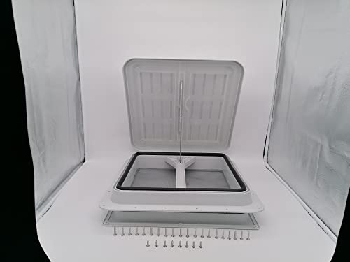 CR-MOESANCO® Moskitonetz + Montageschrauben, Dachfenster, 40 x 40 TF40, mit Kurbel für Wohnwagen