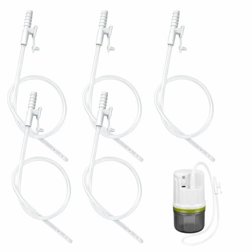 Universal Replacement Tubing for Portable Electric Suction Device, Flexible Suction Tube with Flow Control Valve, 5-Pack