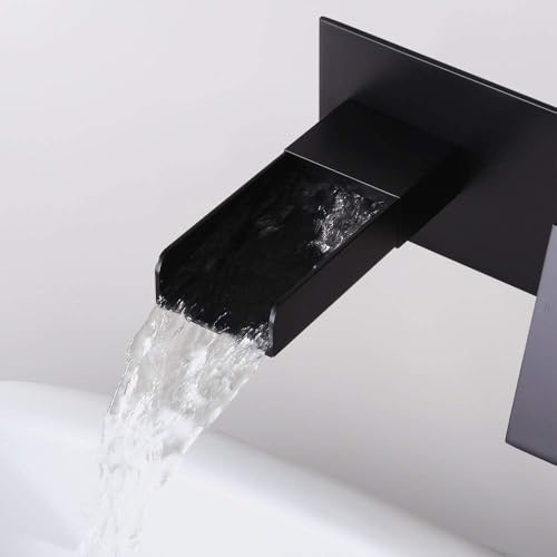 Grifo lavabo de pared negro mate: adiós a las manchas de cal y falta de espacio en el baño 6