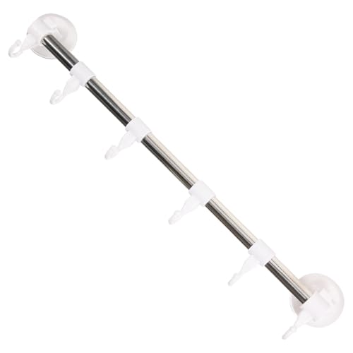 Sosoport Toallero de Pared Ajustable con Ventosa de Acero Inoxidable 6 Ganchos para Colgar Utensilios de Cocina y Toallas Estante sin Taladro para Baño y Cocina Almacenamiento Práctico