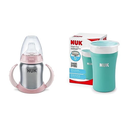NUK Learner Cup Trinklernbecher, auslaufsicher, hochwertiger Edelstahl & Magic Cup Trinklernbecher aus Edelstahl | ab 8 Monaten | 230 ml