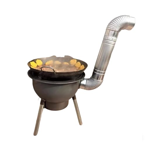 Generic Steel Wood Burning Camping Stove, Multi-Fuel Outdoor Cooker, Black, Portable with Removable Legs, Adjustable Ring, Ash Box, Lockable Door for Cooking, Heating (20.41 * 18.9in)