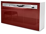sideboard rot Fronten in Bordeaux Hochglanz aus MDF, Rahmen in Bordeaux Hochglanz