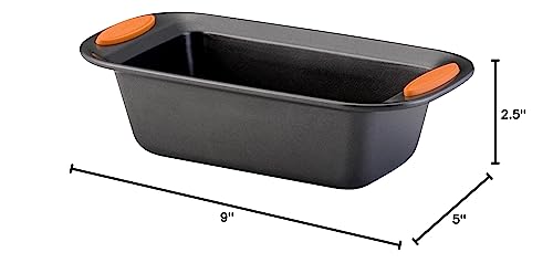 Rachael Ray Yum-O! Bakeware Oven Lovin' Nonstick Loaf Pan, 9-Inch By 5-Inch Steel Pan, Gray With Orange Handles #TOP4