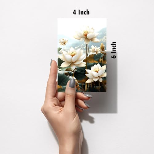 Image of SiddArtify Lotus Flower Wall Art Poster Print Set - Elegant Floral Art for Living Room Bedroom Office Decor - Set of 2-4x6 Inch - Board (Pack of 6) - Sticker (Pack of 6)