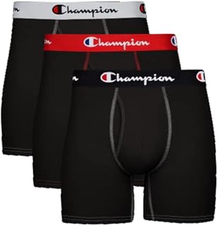 Champion mens Champion Men's Cotton Stretch Total Support Pouch 3 Pack Boxer Briefs, Black, Medium US