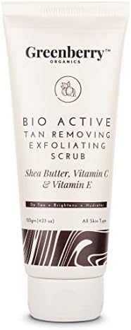 Bio Active Tan Removal & Exfoliating Scrub, Shea Butter, Vitamin C & E, Brightening, Lightening, Unisex & All Skin Types, 120 Grams