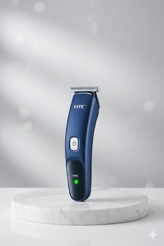 Image of AT-506 Rechargeable Hair Trimmer, Navy Blue, Smart Adjust Blades, 120 Min Runtime, 600mAh Lithium Battery, Cordless Operation, Global Voltage Compatible