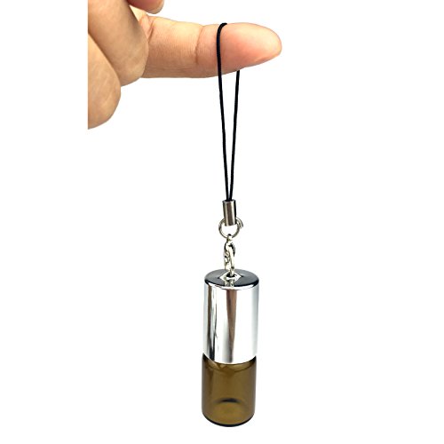 Pack of 10-3ml Amber Glass Container Tubes with Stainless Steel Roller Balls and Silver Lids by DASTAR